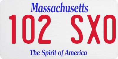 MA license plate 102SX0
