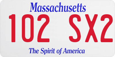 MA license plate 102SX2