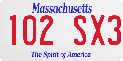 MA license plate 102SX3