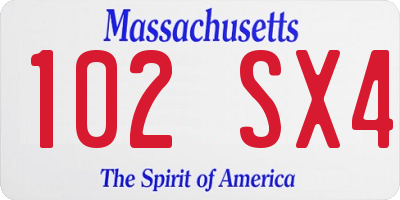 MA license plate 102SX4