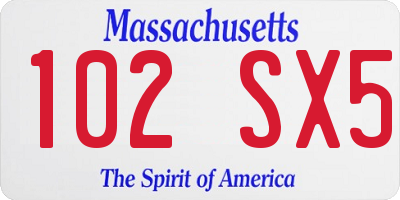 MA license plate 102SX5