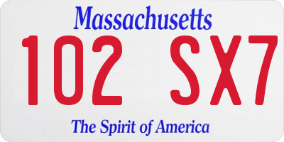 MA license plate 102SX7