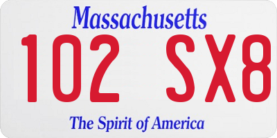 MA license plate 102SX8