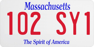 MA license plate 102SY1