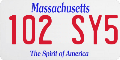 MA license plate 102SY5