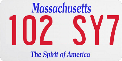 MA license plate 102SY7
