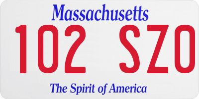 MA license plate 102SZ0
