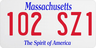 MA license plate 102SZ1