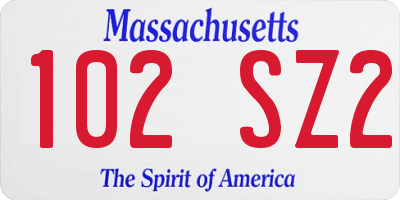MA license plate 102SZ2