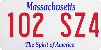 MA license plate 102SZ4