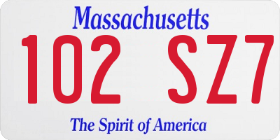 MA license plate 102SZ7