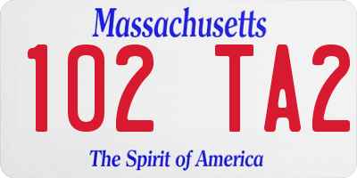 MA license plate 102TA2