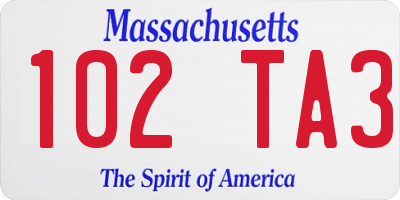 MA license plate 102TA3