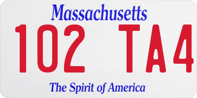 MA license plate 102TA4