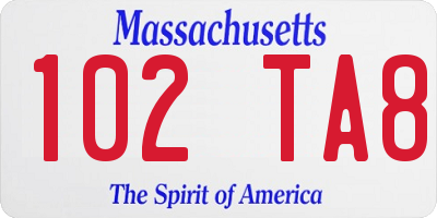 MA license plate 102TA8
