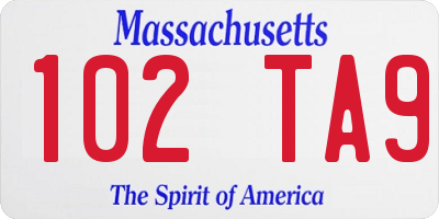 MA license plate 102TA9
