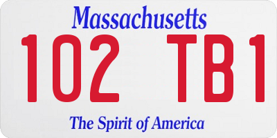 MA license plate 102TB1