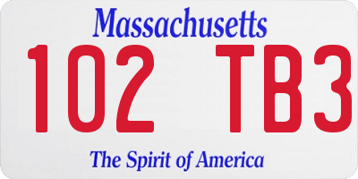 MA license plate 102TB3