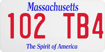 MA license plate 102TB4