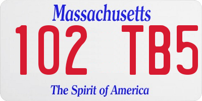 MA license plate 102TB5