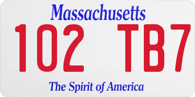 MA license plate 102TB7