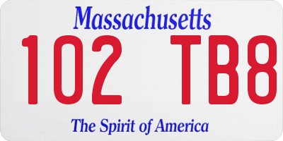 MA license plate 102TB8