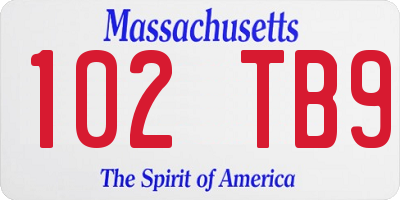 MA license plate 102TB9