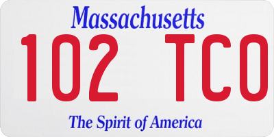 MA license plate 102TC0