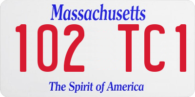 MA license plate 102TC1