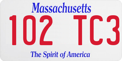 MA license plate 102TC3