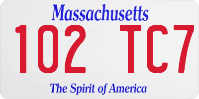 MA license plate 102TC7