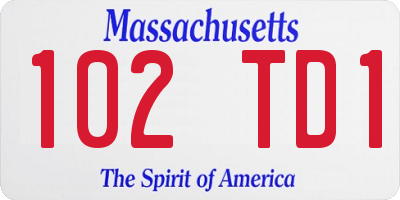 MA license plate 102TD1