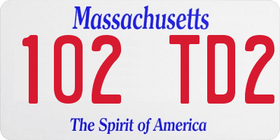 MA license plate 102TD2