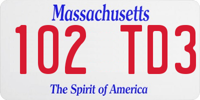 MA license plate 102TD3