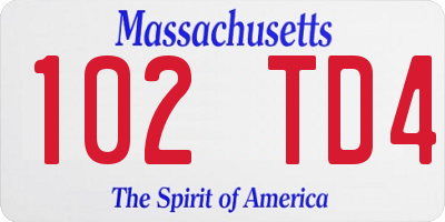 MA license plate 102TD4