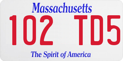 MA license plate 102TD5