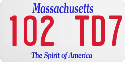 MA license plate 102TD7