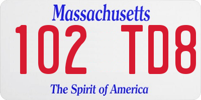 MA license plate 102TD8