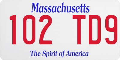 MA license plate 102TD9