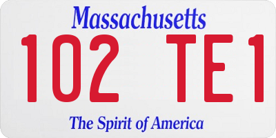 MA license plate 102TE1