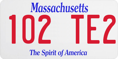 MA license plate 102TE2