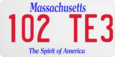 MA license plate 102TE3