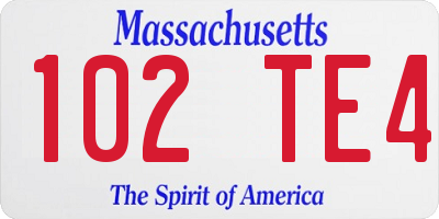 MA license plate 102TE4