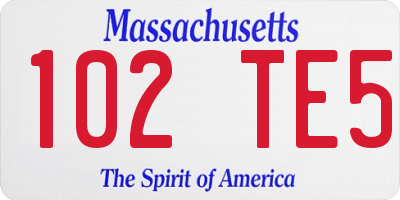 MA license plate 102TE5