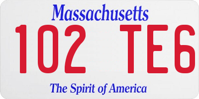 MA license plate 102TE6