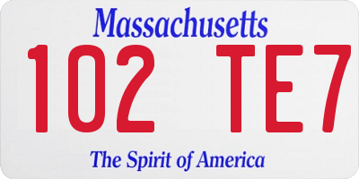 MA license plate 102TE7
