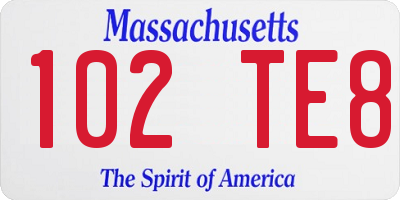 MA license plate 102TE8