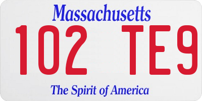 MA license plate 102TE9