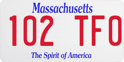 MA license plate 102TF0