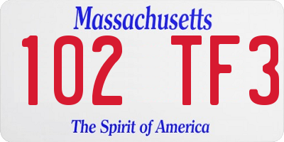 MA license plate 102TF3